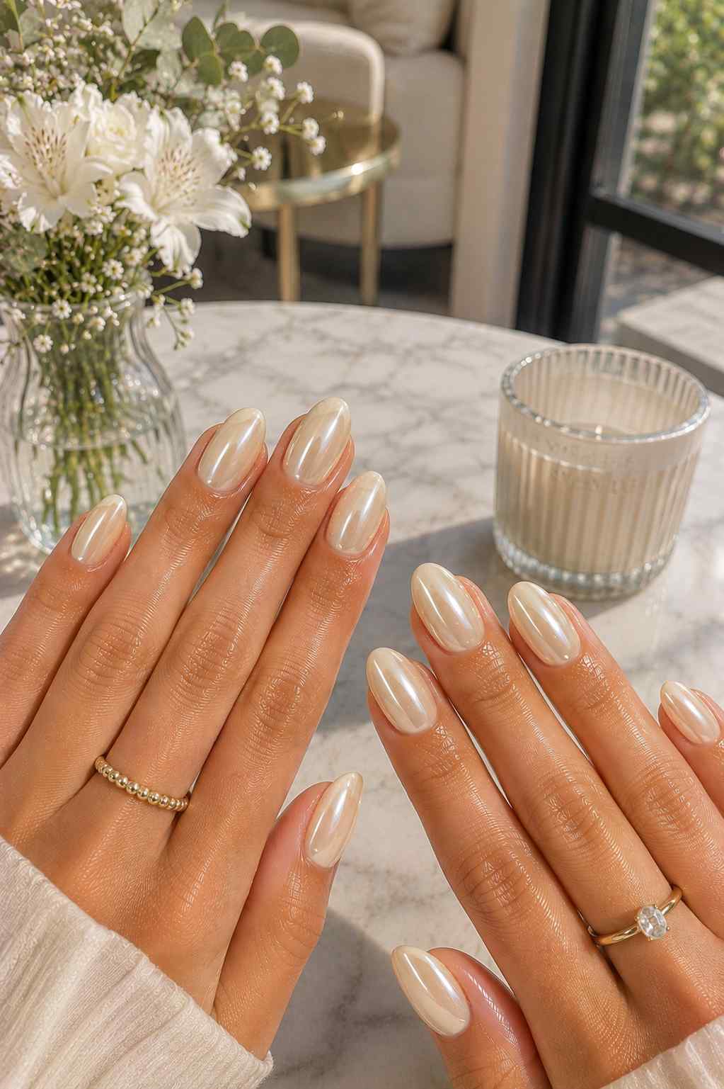 High-shine glossy solid vanilla nail polish